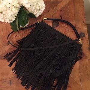 H&M black fall fringe shoulder & cross body bag